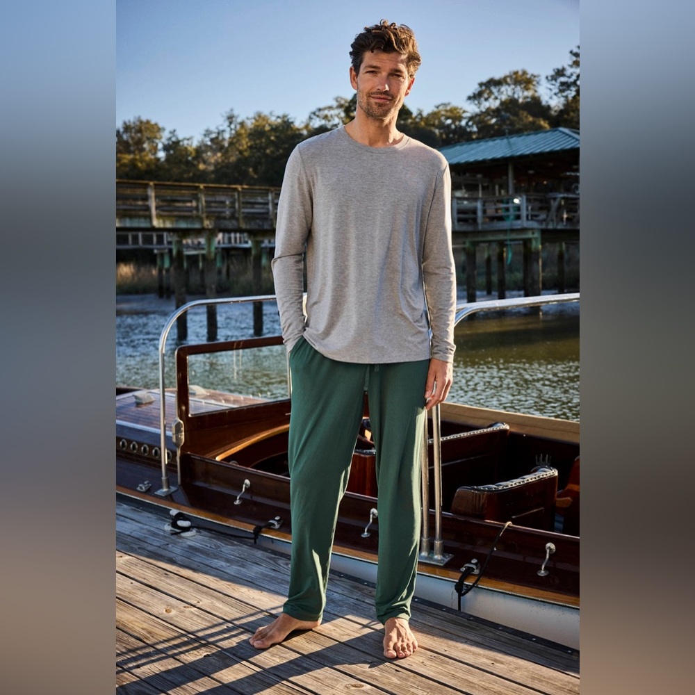 LAKE Men's Bamboo Lounge Pants in English Ivy size large